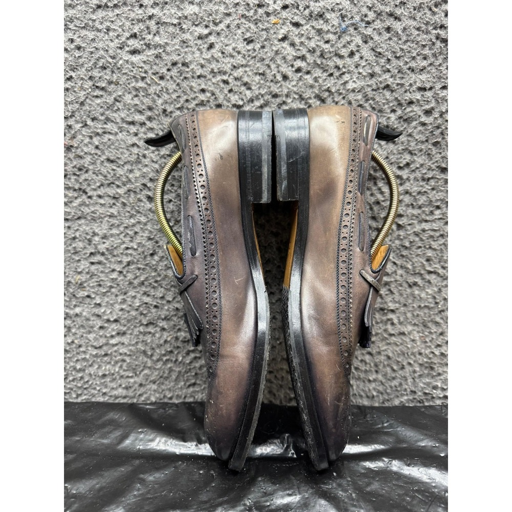 Vintage 80s Gucci Leather Wingtip Kiltie Slip On Loafers Brown Mens Size 8.5 US - Picture 7 of 13